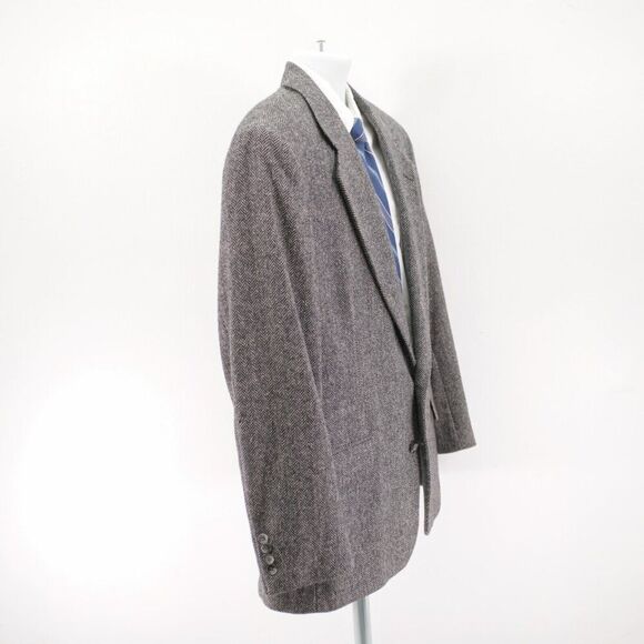 DAMAGED Christopher Hayes Tweed Wool Gray Herringbone 2 Button Sport‎ Coat 42R - Picture 8 of 14